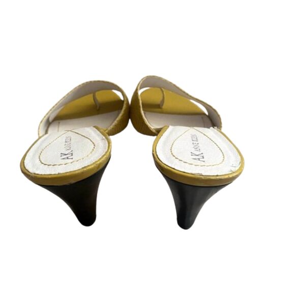 Anne Klein Kami AKKAMI Yellow Snakeskin Heels Peep Toe‎ Slide Size 10.5 - Picture 5 of 8